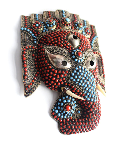 Hand Crafted Ganesha Mask Wall Hanging - nepacrafts