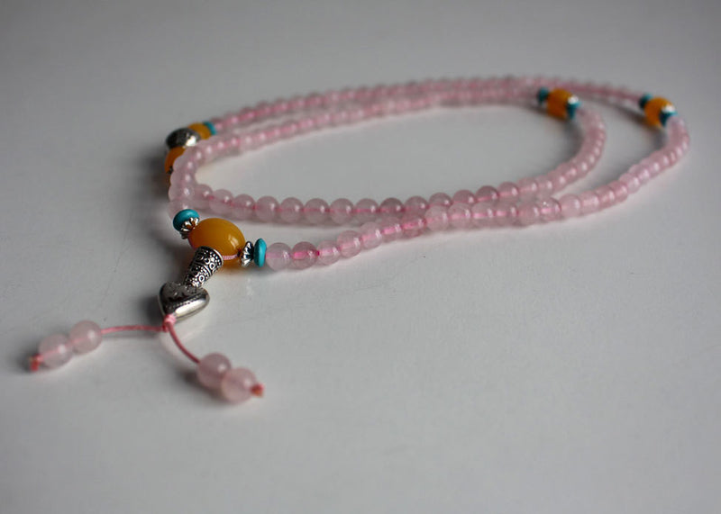 Rose Quartz Energy Charm Necklace - nepacrafts