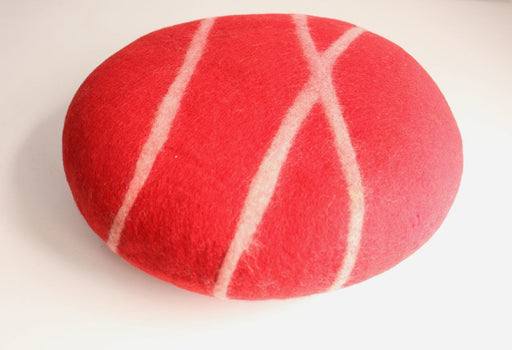 Large Red Designer Felt Round Pillow - nepacrafts