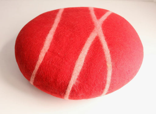 Large Red Designer Felt Round Pillow - nepacrafts