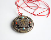 Kalachakra White Metal Tibetan Mandala Pendant - nepacrafts