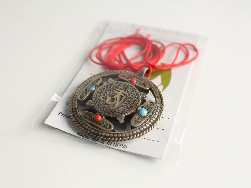 White Metal Tibetan Mandala Pendant-Double Dorjee - nepacrafts