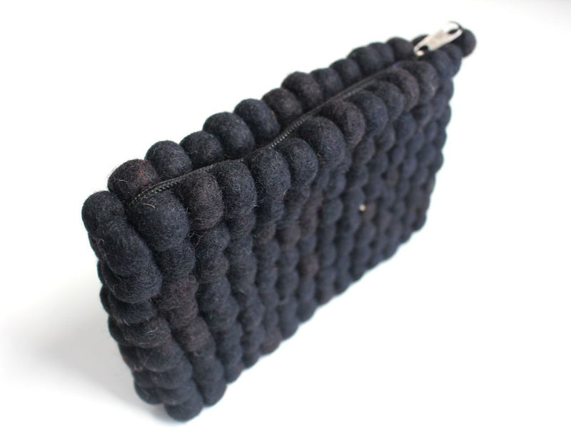 Black Felt Balls Women Clutch Purse - nepacrafts
