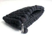 Black Felt Balls Women Clutch Purse - nepacrafts