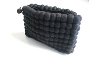 Black Felt Balls Women Clutch Purse - nepacrafts