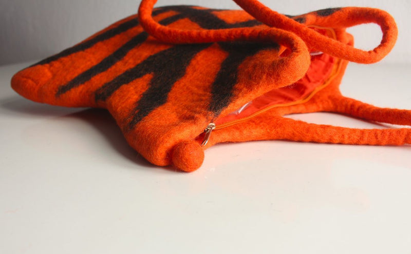 Tiger Print Felt Tote - nepacrafts