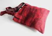 Maroon Felt Tote Bag with Orange Flower - nepacrafts