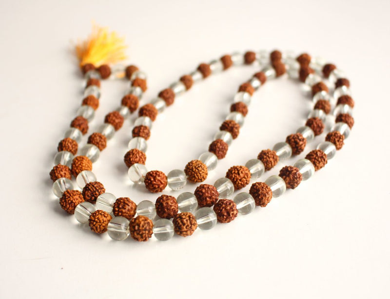 Rudraksha and Crystal 108 Prayer Mala - nepacrafts