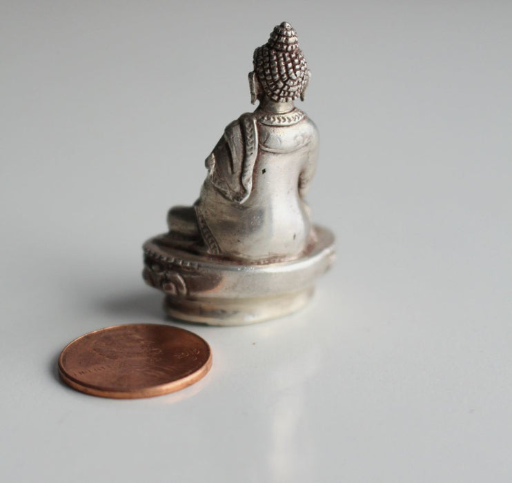 Silver Sterling Tiny Amitabha Buddha Statue, 4cm MST370AM - nepacrafts