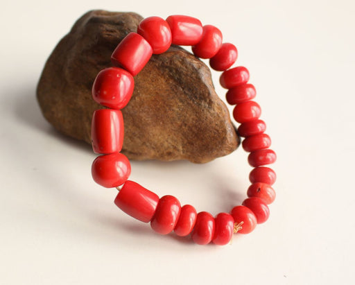 Red Coral Stretchable Wrist Mala - nepacrafts