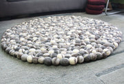 Natural River Pebbles Felt Rug, 100 cm Felt Wool Pebble Rug, 5cm Felt Balls - nepacrafts