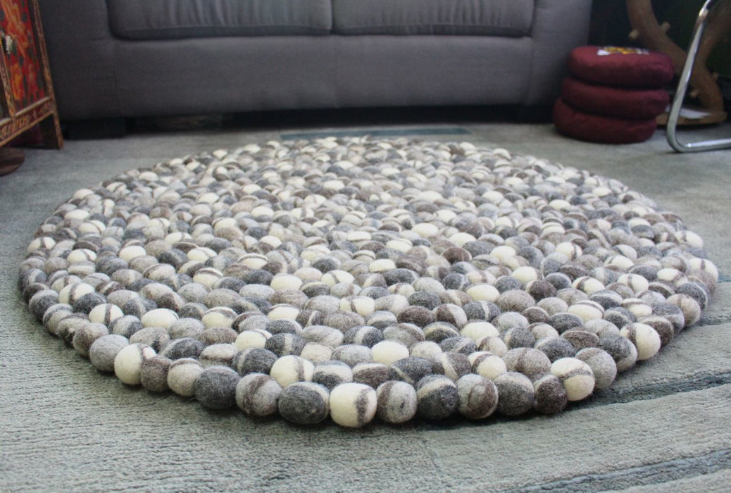 Felt Tube Rug Natural River Pebbles Felt Rug, 100 cm Felt Wool Pebble Rug, 5cm Felt ...