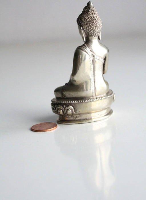 Amitabha Buddha Sterling Silver Statue, 8.5cm MST368 - nepacrafts