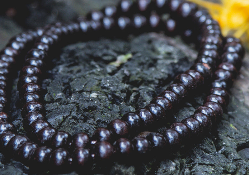 10 mm Beads Rosewood Tibetan Prayer Mala with Yellow Tassel