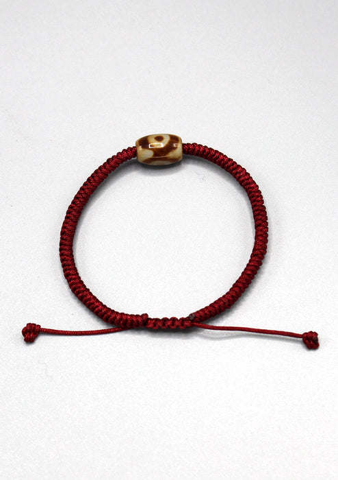 Maroon Color Lucky Knots Bracelet with Dzi Bead