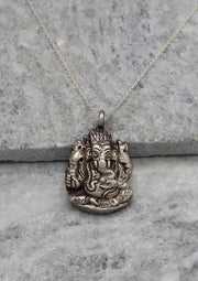 Four Armed Hindu Lord Ganesh Sterling Silver Pendant - nepacrafts
