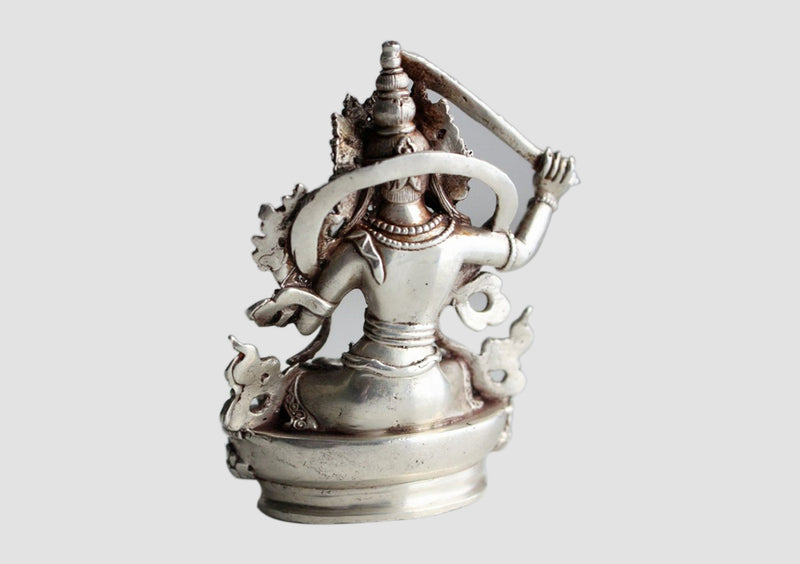Silver Sterling Manjushri Statue, 8.5cm High Silver Manjushri, 925 Sterling Silver Statue MST366 - nepacrafts