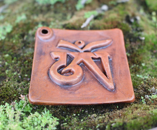 Terracotta Tibetan Om Incense Burner - nepacrafts