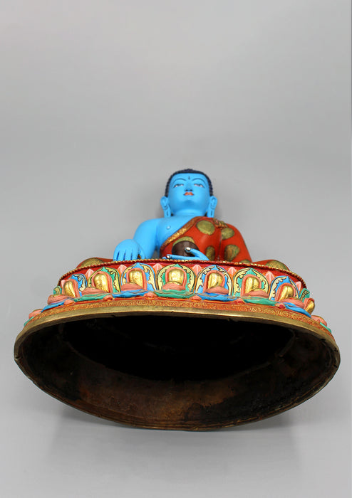 Majestic Handpainted Blue Shakyamuni Buddha Statue - nepacrafts