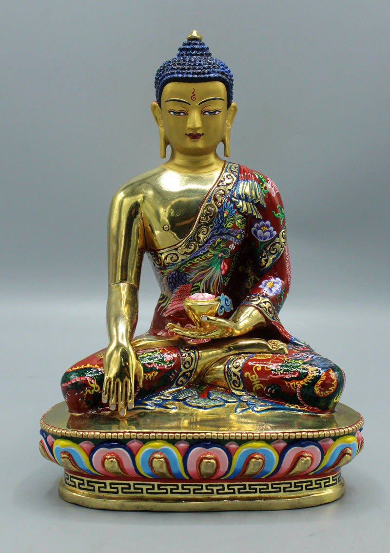 Hand Painted Gold Plated Shakyamuni Buddha Statue