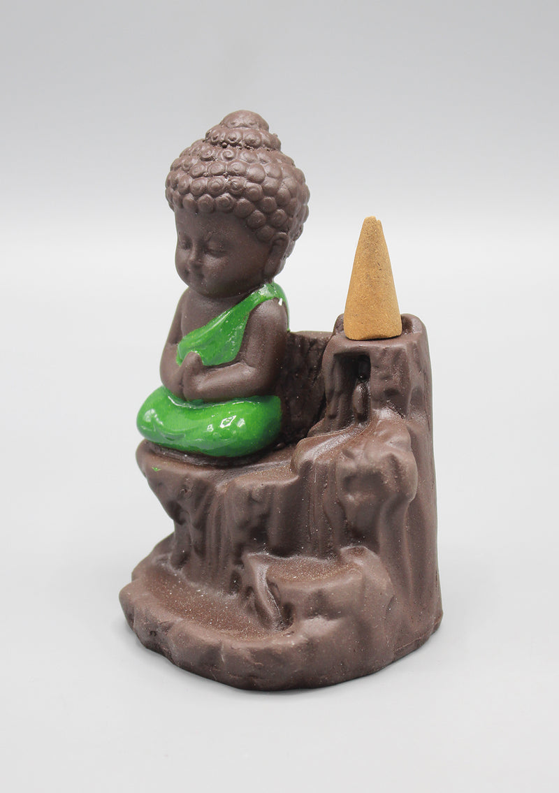 Buddha Waterfall Backflow Green Incense Burner