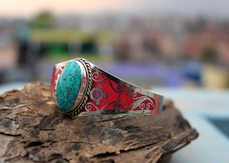 Inlaid Tibetan Bangle - nepacrafts