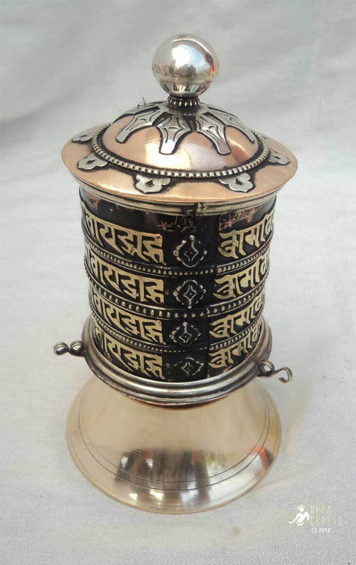4 Line Om Mani Tibetan Prayer Wheel 14cm - nepacrafts
