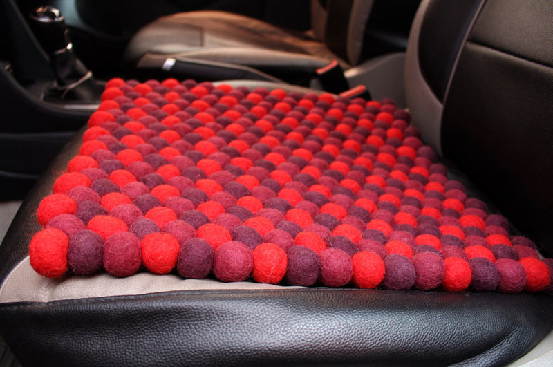 Red Shade Felt Balls Square Mat - nepacrafts