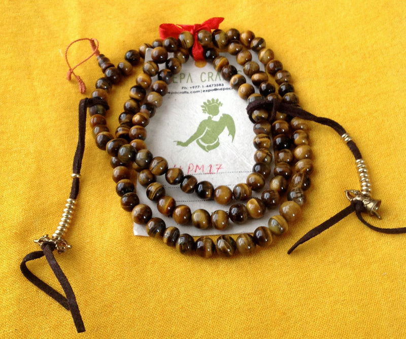 Tiger's Eye Prayer Mala with Counter - nepacrafts