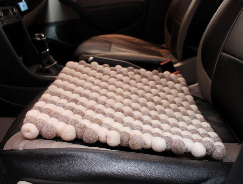 Gray and Black Felt Balls Woolen Mat and Rugs - nepacrafts
