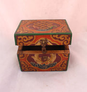 Tibetan Lucky Symbols Decorative Wooden Box - nepacrafts