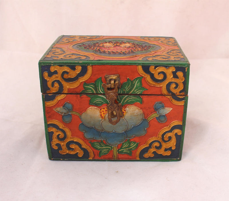Tibetan Lucky Symbols Decorative Wooden Box - nepacrafts