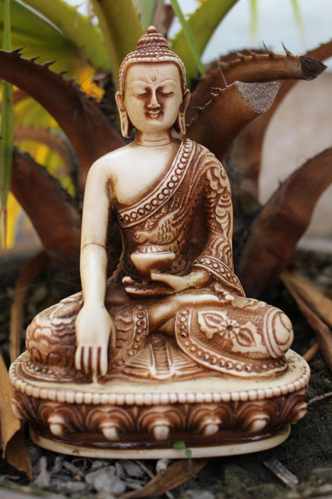 Dragon Carved Resin Shakyamuni Buddha Statue - nepacrafts