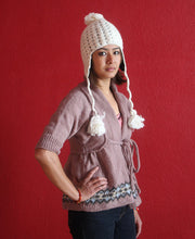 Himalayan Crocheted Ear Flap White Sherpa Cap WOC01 - nepacrafts