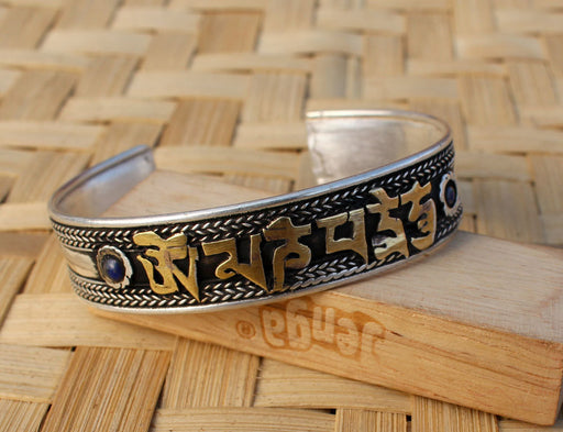 Om Mani Traditional Bracelet with Lapis - nepacrafts