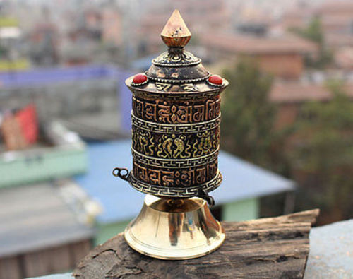 3 Line Om Mani Astamangal Tibetan Prayer Wheel - nepacrafts
