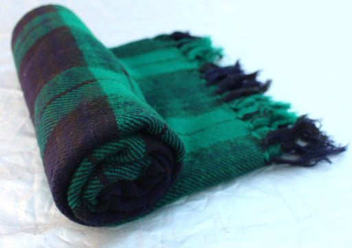 Check Yak Shawl Green - nepacrafts