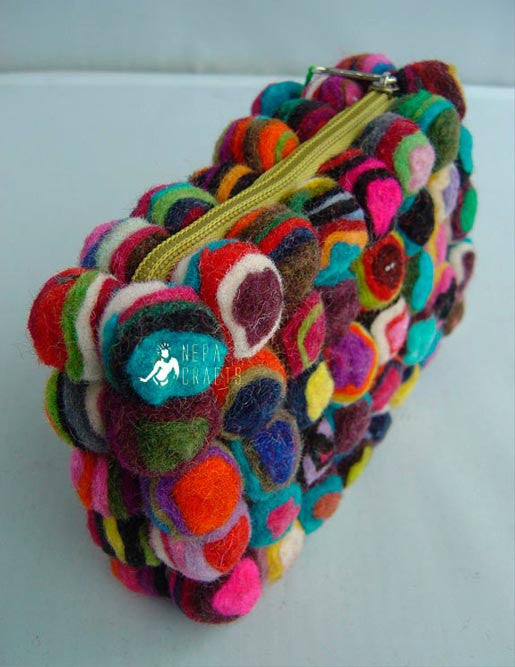 Women's Felt Cherry Clutch Purse - nepacrafts