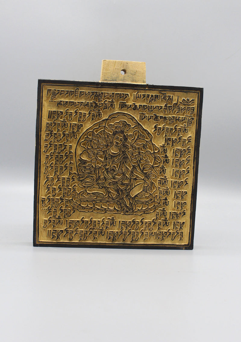 Green Tara Wooden Prayer Flags Block Print