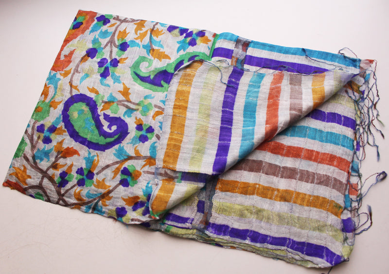 Purple Colorful Soft Floral Print Summer Scarves - nepacrafts