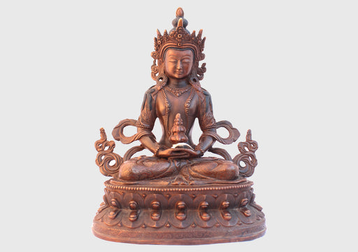 Copper Oxidized Fully Carved Aparmita Buddha Statue 8 Inch BST115 - nepacrafts