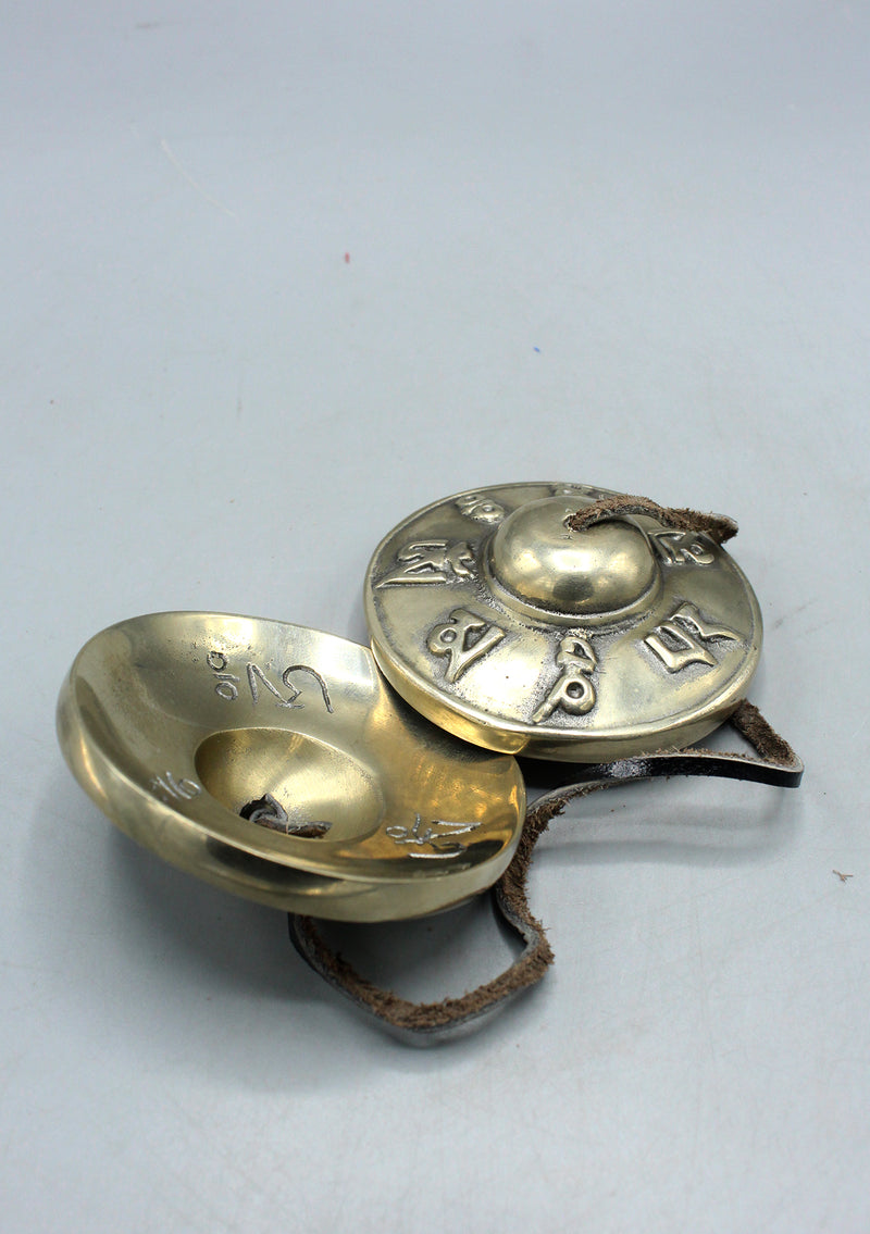 Om Mani Carving Meditation Cymbals