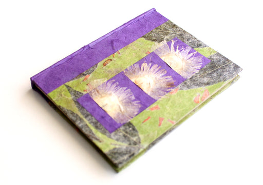 Purple and Green Floral Printed Lokta Paper Journal Book - nepacrafts