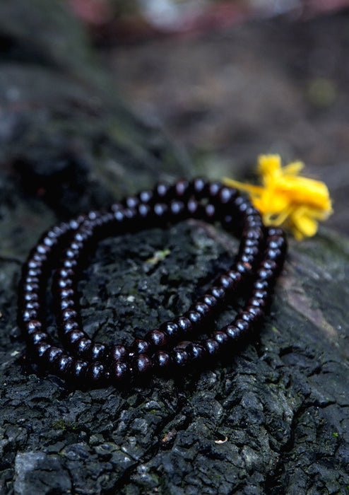 10 mm Beads Rosewood Tibetan Prayer Mala with Yellow Tassel