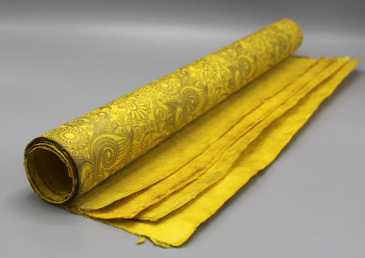 Yellow Floral Print Craft Making Lokta Paper - nepacrafts