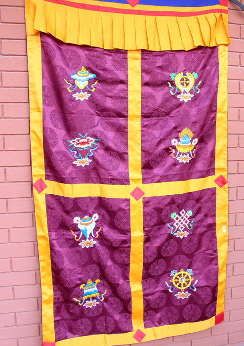 Tibetan Eight Auspicious Silk Door Curtain