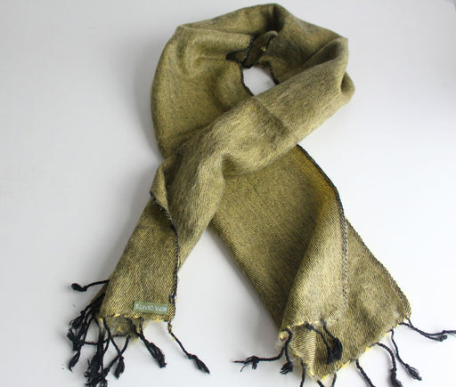 Three Ply Lime Yellow Woolen Muffler, Neck Scarf - nepacrafts