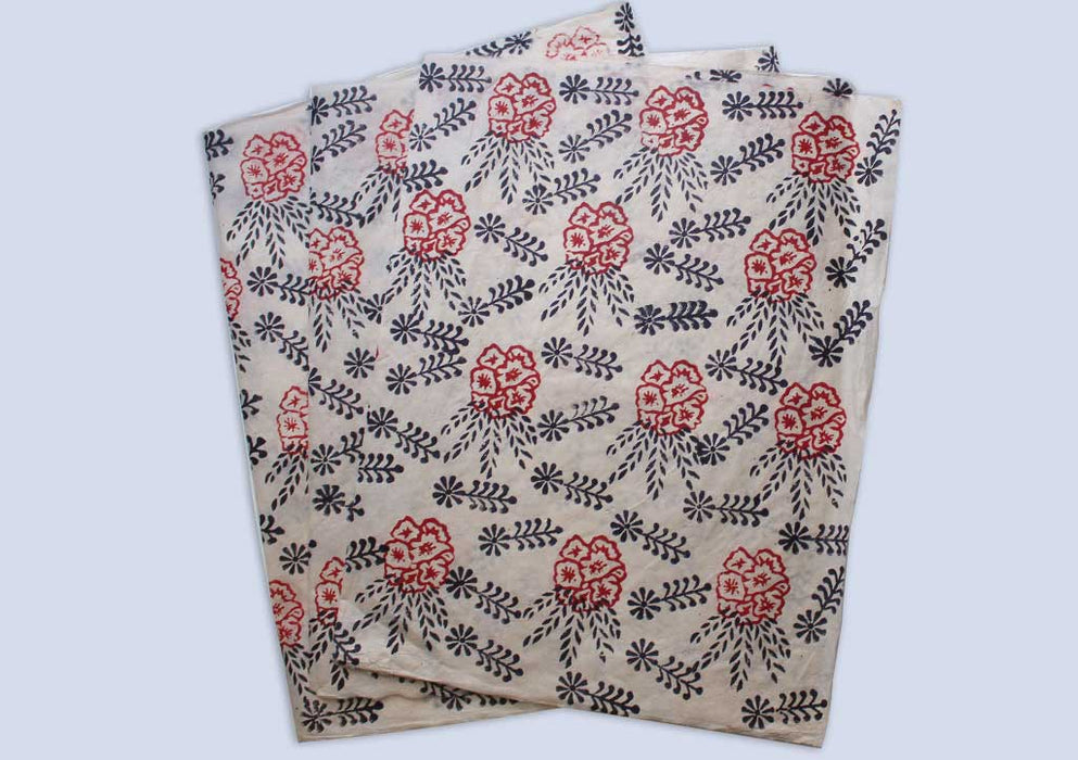 Beautiful Flower Printed Lokta Paper Handmade Wrapping Sheets - nepacrafts