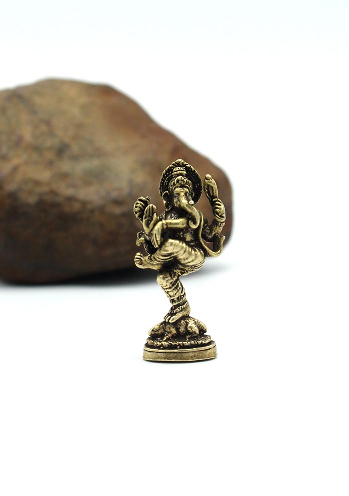 Dancing Ganesha Mini Brass Statue