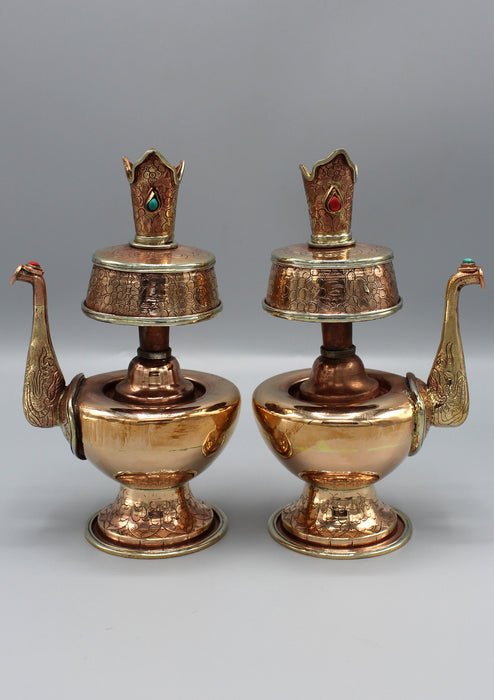 Tibetan Buddhist Ritual Copper Vase Bhumpa Set - nepacrafts